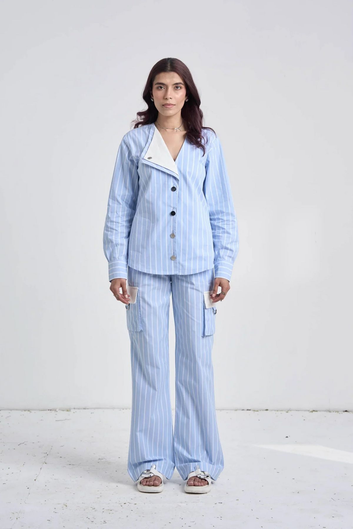 Light Blue Striped Women Set - image 8