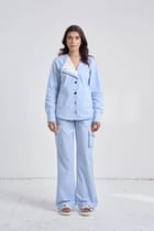 Light Blue Striped Women Set view 8