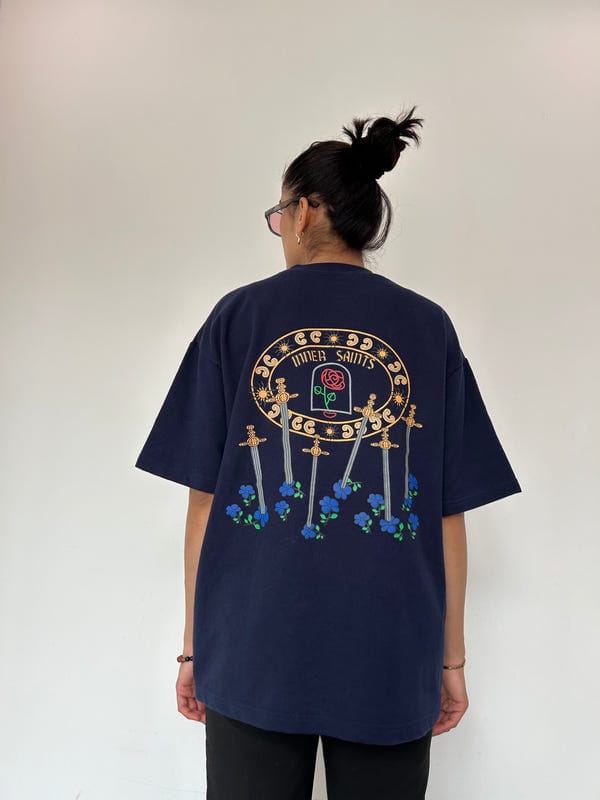 Inner Saints — Swords & A Rose Navy Blue Oversized Tshirt