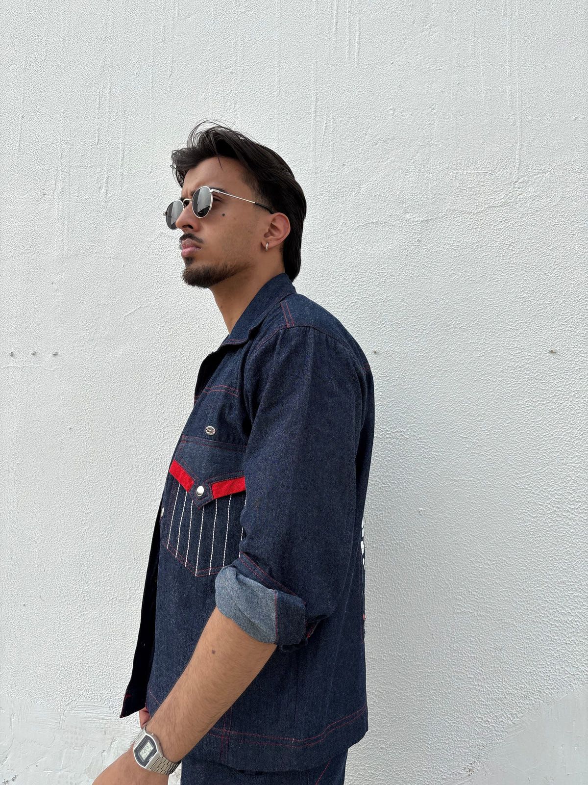 Blue Red Denim Jacket & Pants set - image 11