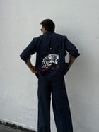 Blue Red Denim Jacket & Pants set view 2