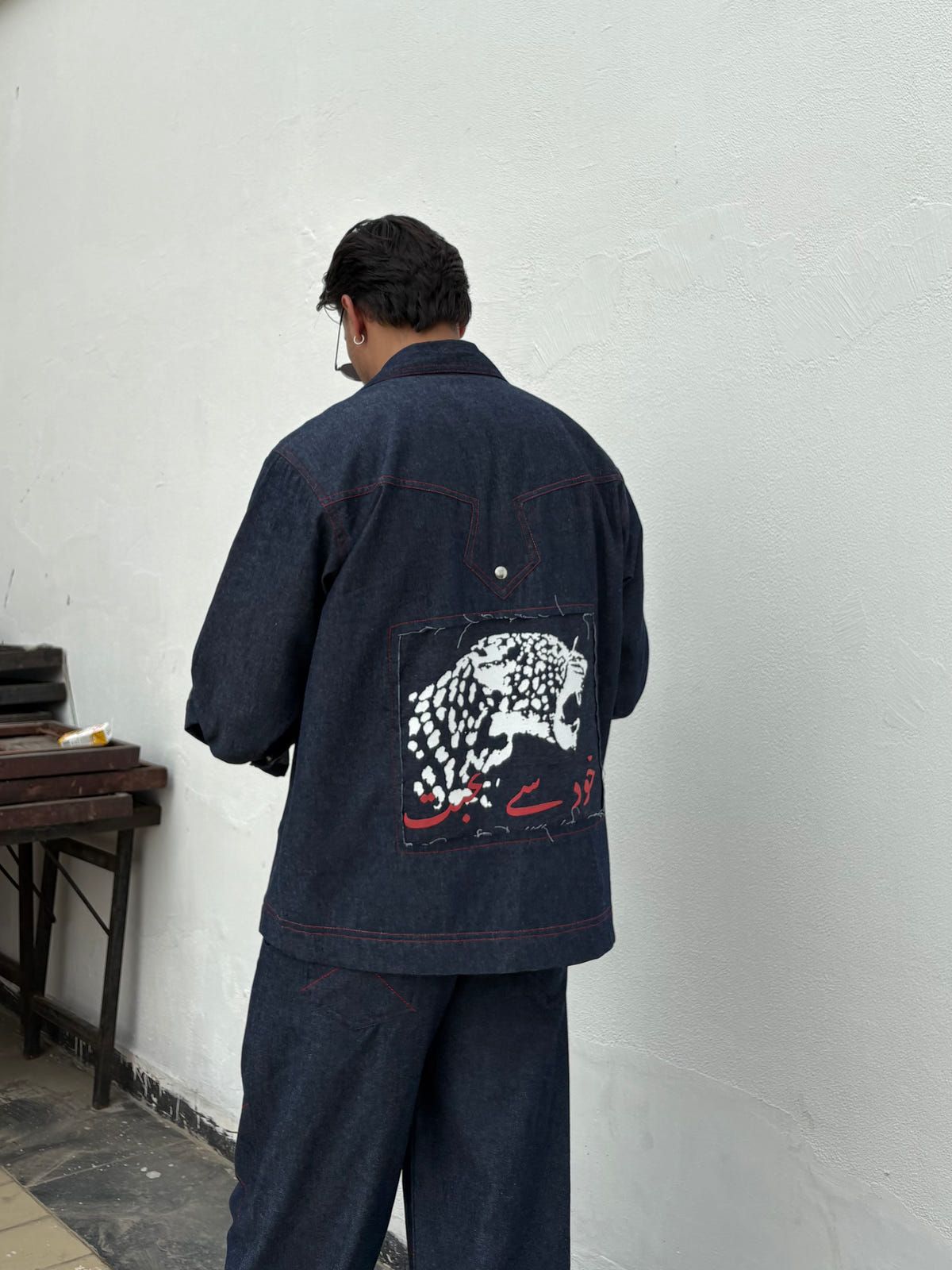 Blue Red Denim Jacket & Pants set - image 10