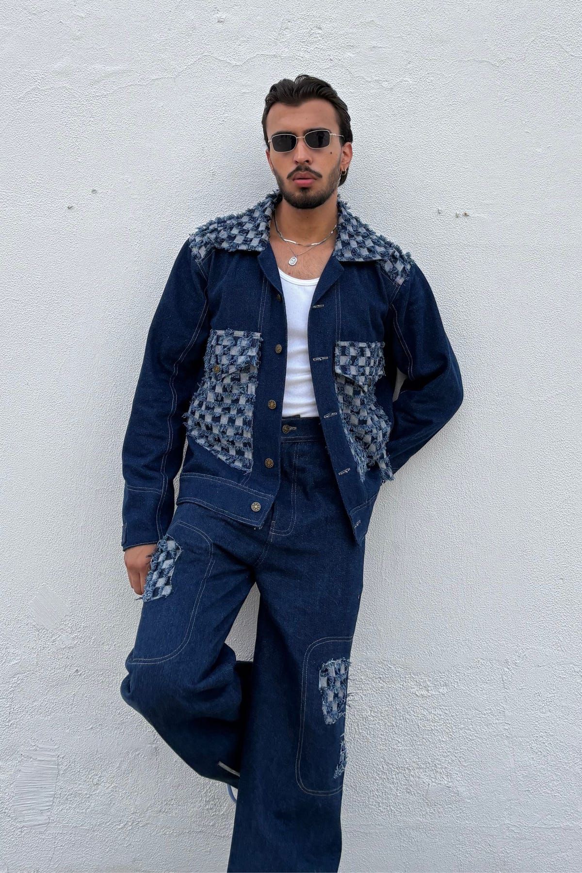 Checkerboard Blue Denim Set - image 2