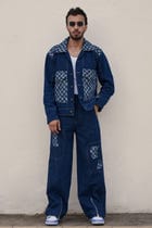 Checkerboard Blue Denim Set view 3