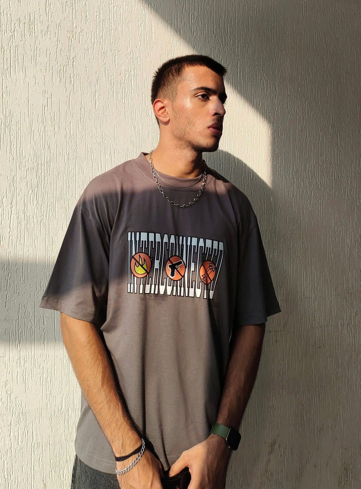 No Wild Hunting Grey Oversized Tshirt - image 1