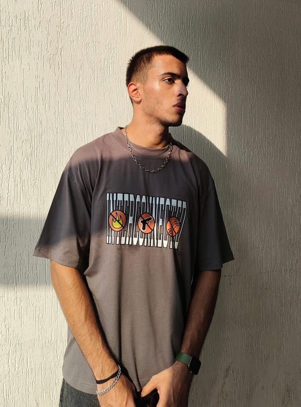 Inner Saints — No Wild Hunting Grey Oversized Tshirt
