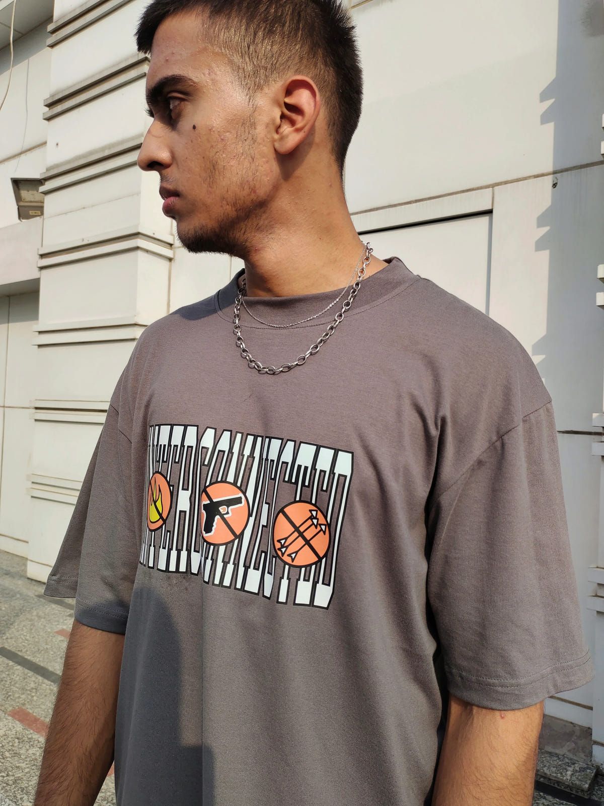 No Wild Hunting Grey Oversized Tshirt - image 3