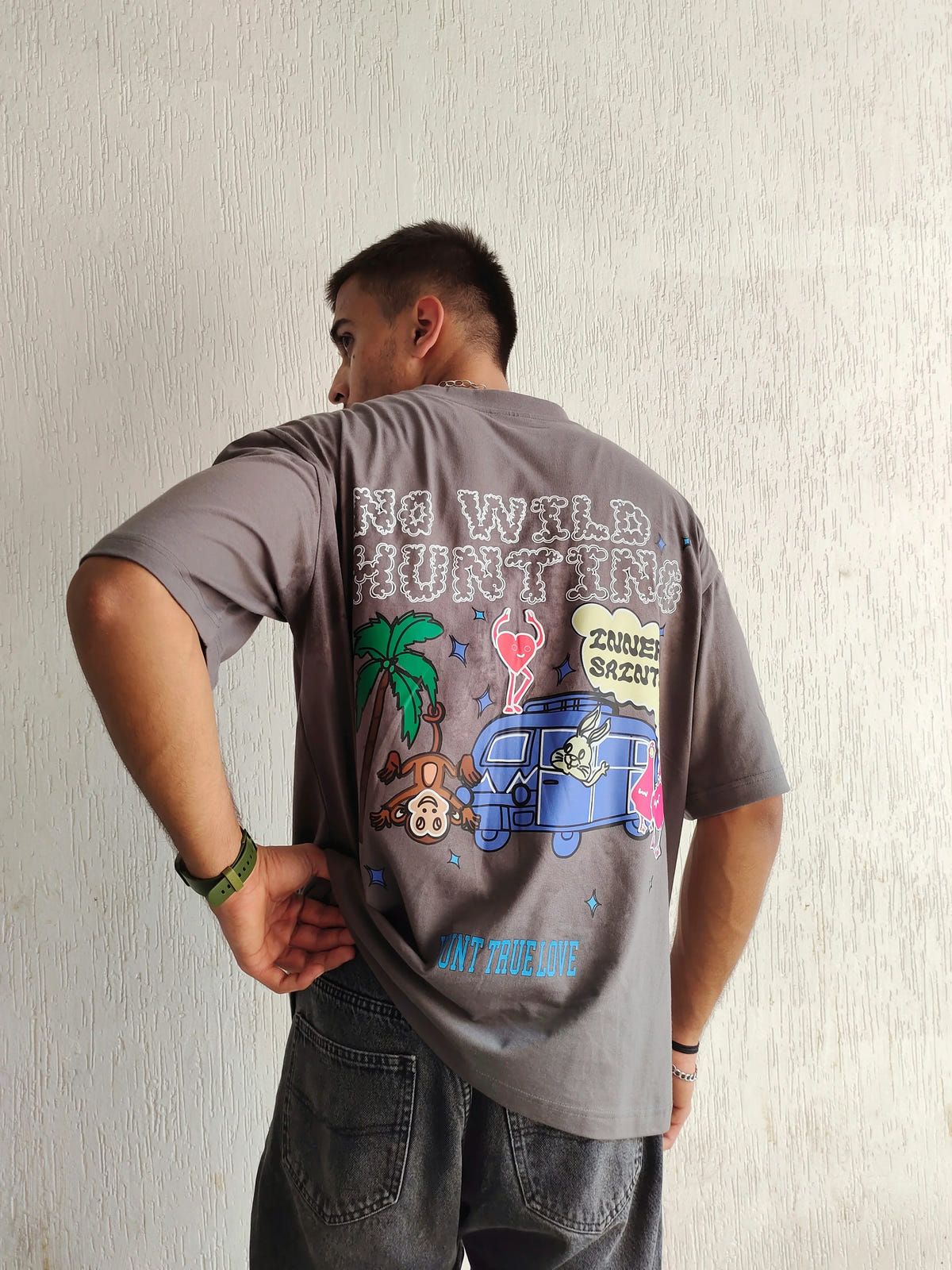 No Wild Hunting Grey Oversized Tshirt - image 4