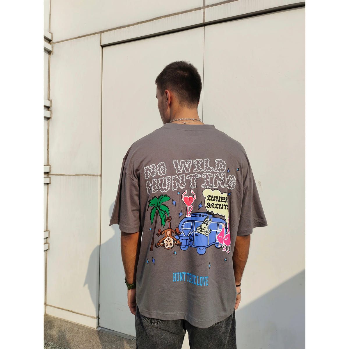 No Wild Hunting Grey Oversized Tshirt - image 5
