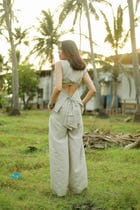 Dusty Beige Tie-up Linen Set view 12