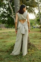 Dusty Beige Tie-up Linen Set view 3