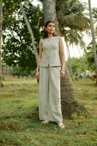 Dusty Beige Tie-up Linen Set view 10