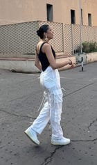 Off White Linen Cargo Strings Pants view 1