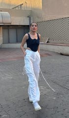 Off White Linen Cargo Strings Pants view 3