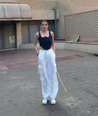 Off White Linen Cargo Strings Pants view 5