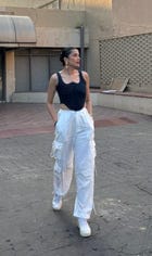 Off White Linen Cargo Strings Pants view 6