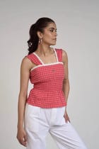 Red Gingham Top view 4