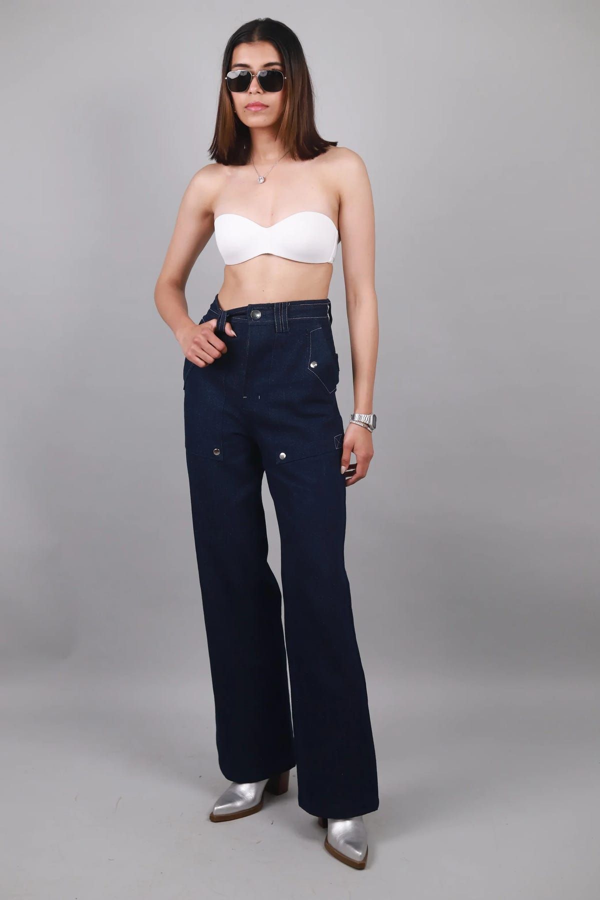 Unisex Navy Straight Fit Jeans - image 1