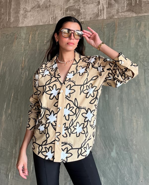 Inner Saints — Beige Full Printed Shirt