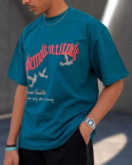 Problematic Attitude Teal Green Oversized Tshirt - image 3