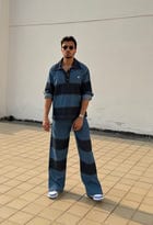 Denim Patchwork Shirt & pants set view 1