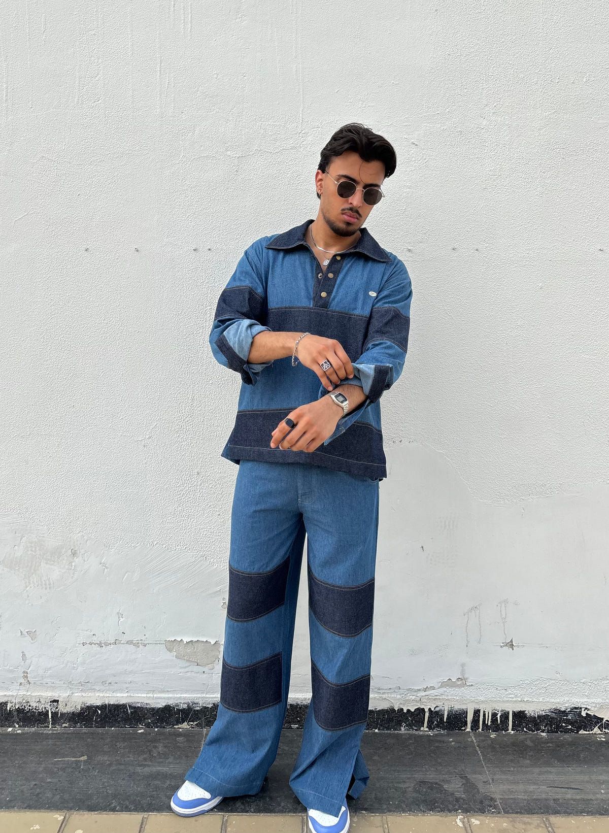 Denim Patchwork Shirt & pants set - image 5