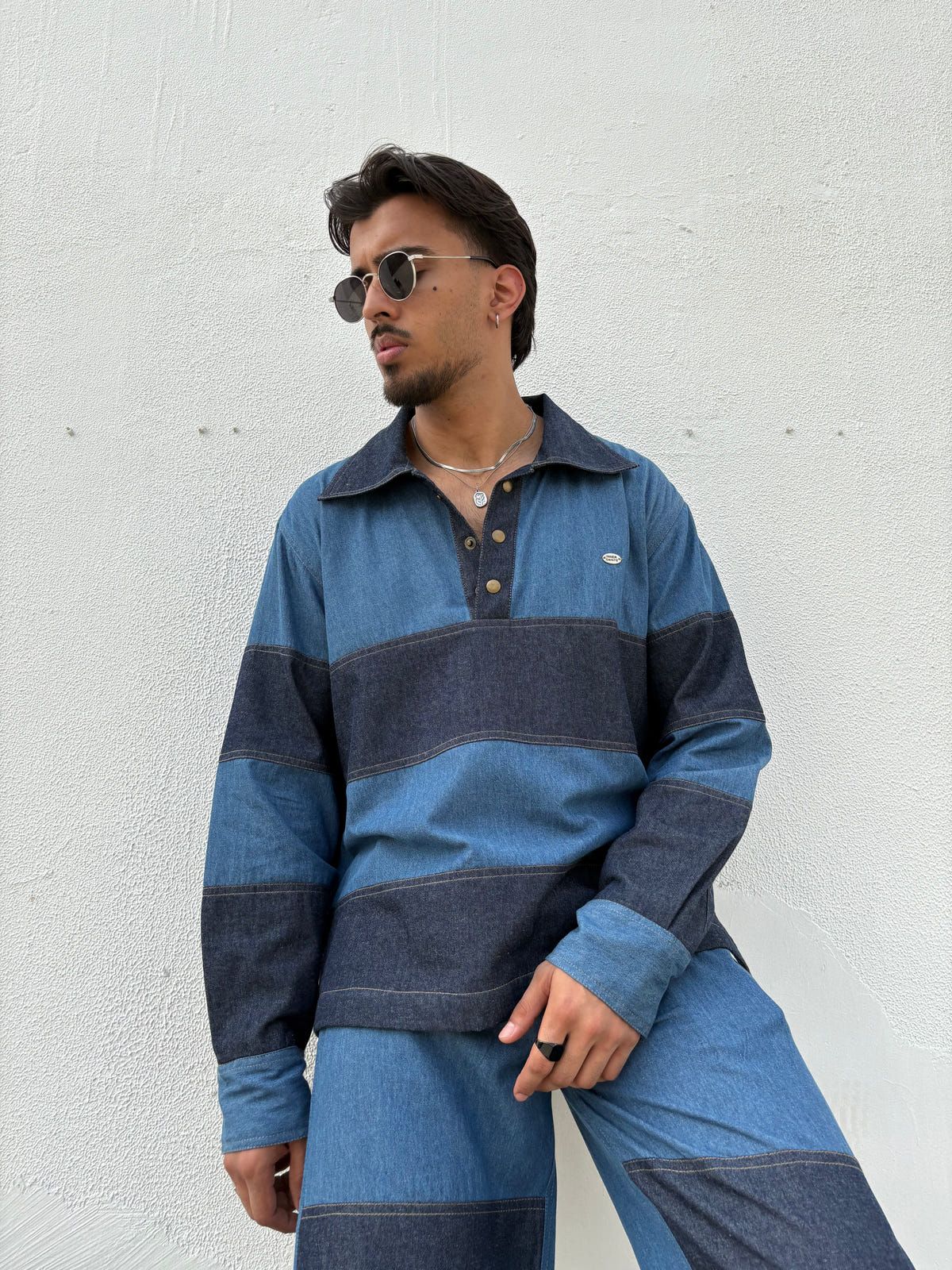 Denim Patchwork Shirt & pants set - image 6
