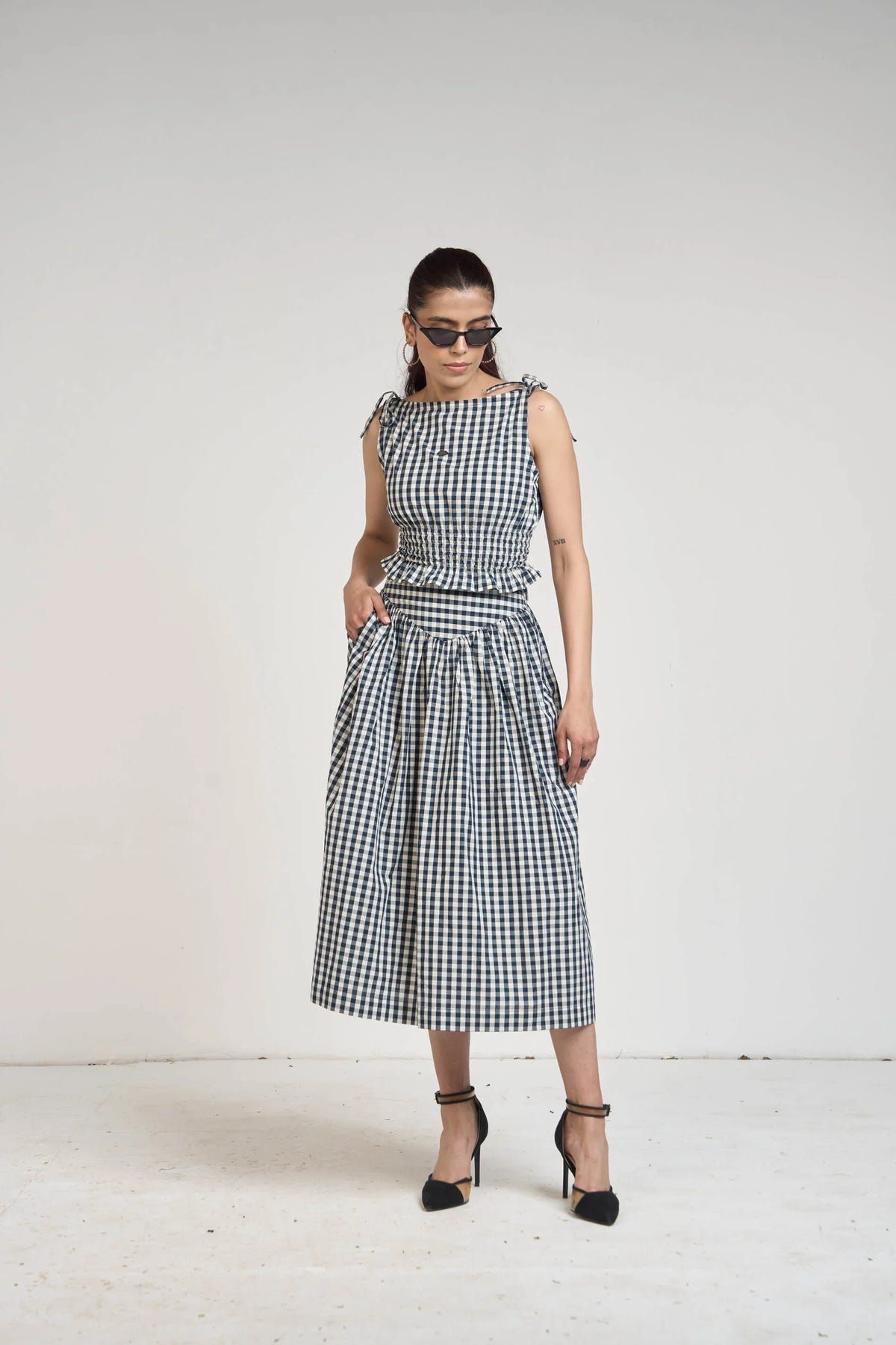 BLACK GINGHAM TOP & SKIRT - image 4