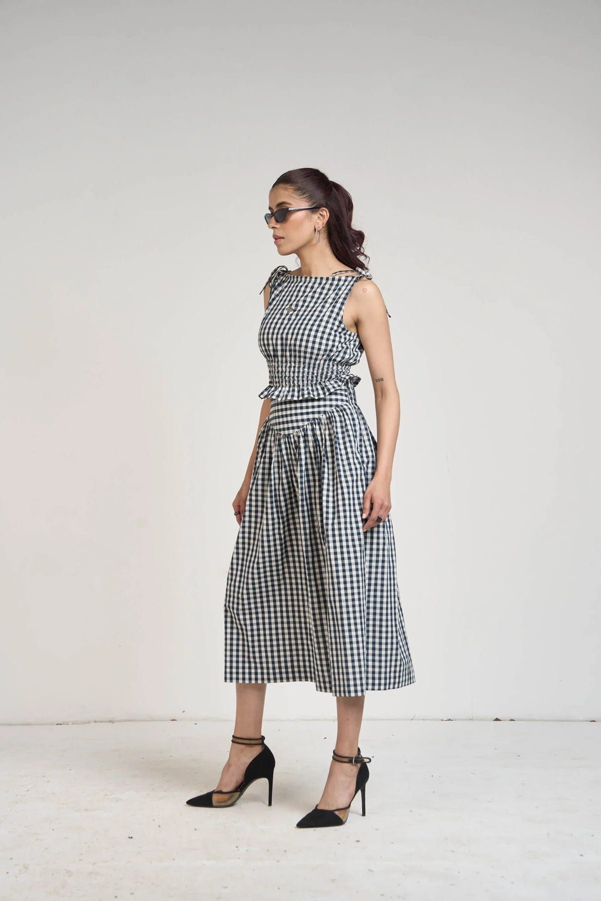 BLACK GINGHAM TOP & SKIRT - image 5