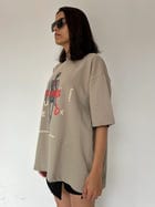 Flames Dusty Beige Oversized T-Shirt view 2
