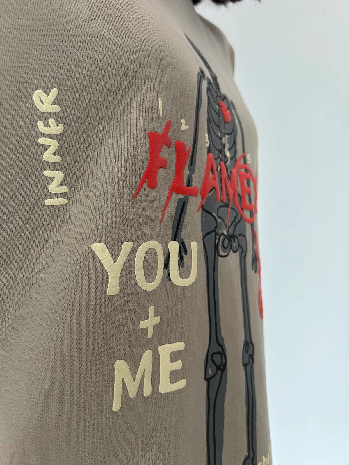Flames Dusty Beige Oversized T-Shirt - image 3