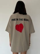 Flames Dusty Beige Oversized T-Shirt view 4