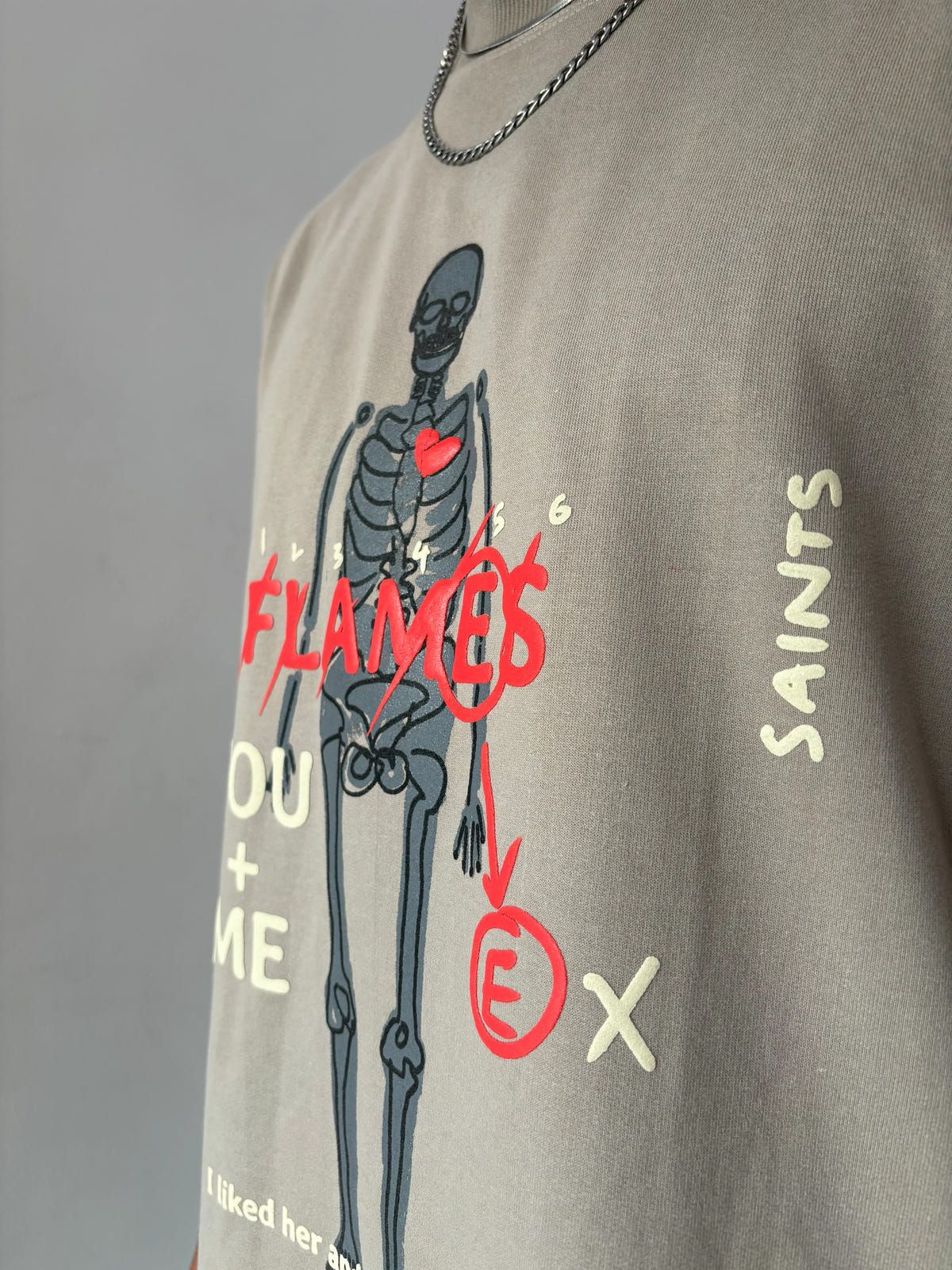 Flames Dusty Beige Oversized T-Shirt - image 6
