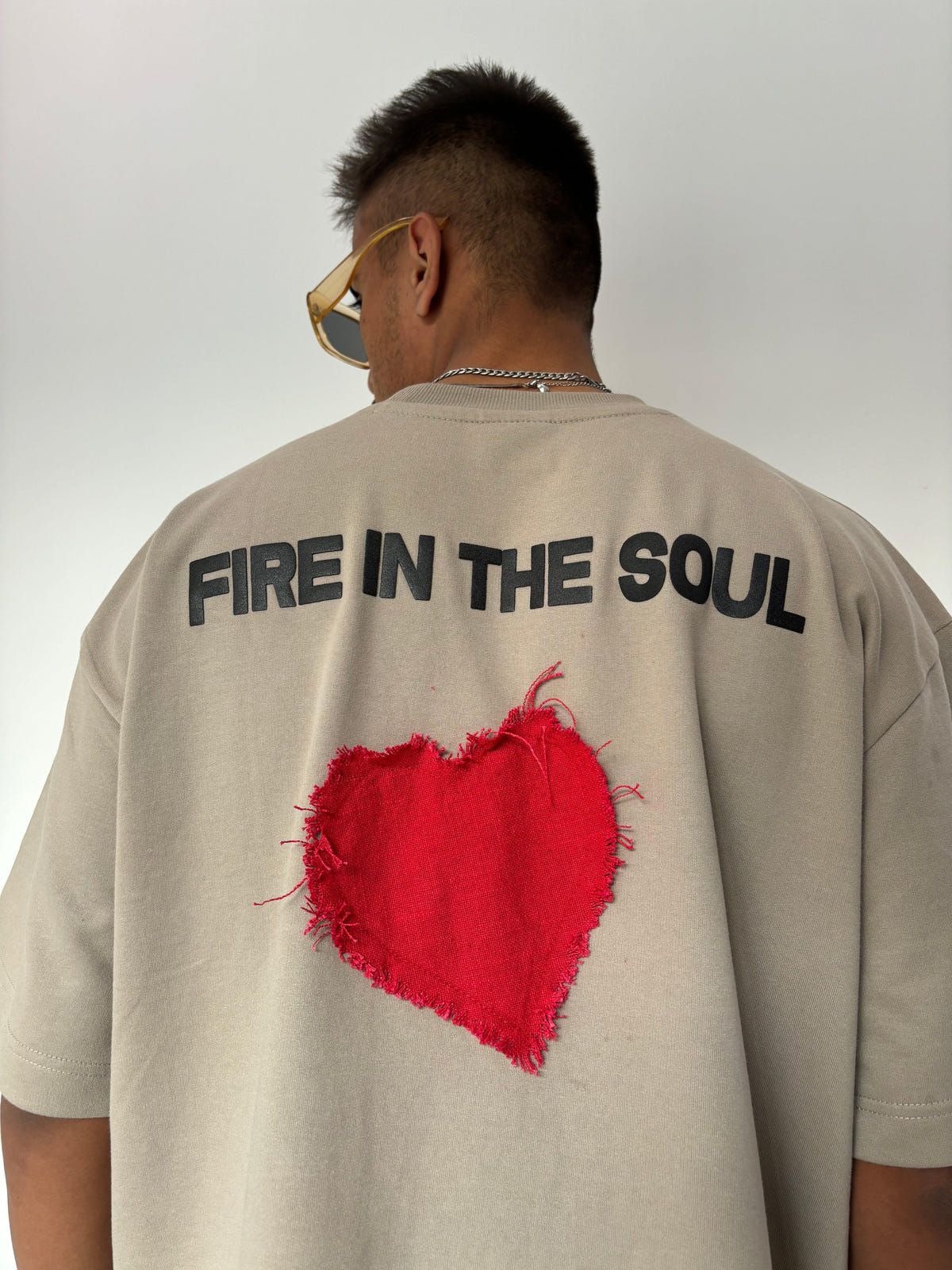 Flames Dusty Beige Oversized T-Shirt - image 7