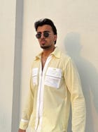 Yellow Stripe Shirt & White Pants Set view 11
