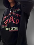 Progressive World Black Oversized Hoodie view 1