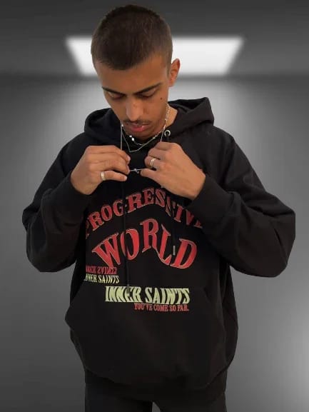 Progressive World Black Oversized Hoodie - image 3