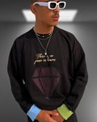 There Is No Panic In Heaven Oversized Black Sweatshirt view 2