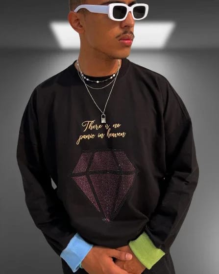 Inner Saints — There Is No Panic In Heaven Oversized Black Sweatshirt