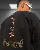 There Is No Panic In Heaven Oversized Black Sweatshirt view 3