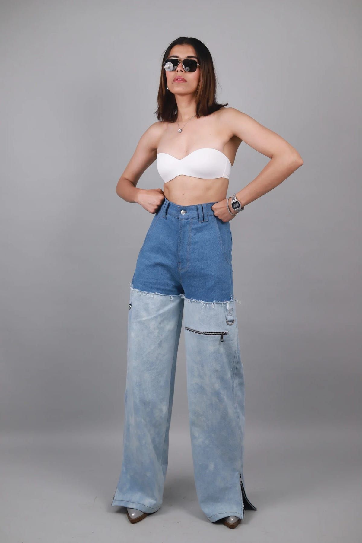 Unisex Dual wide Leg Jeans - image 2