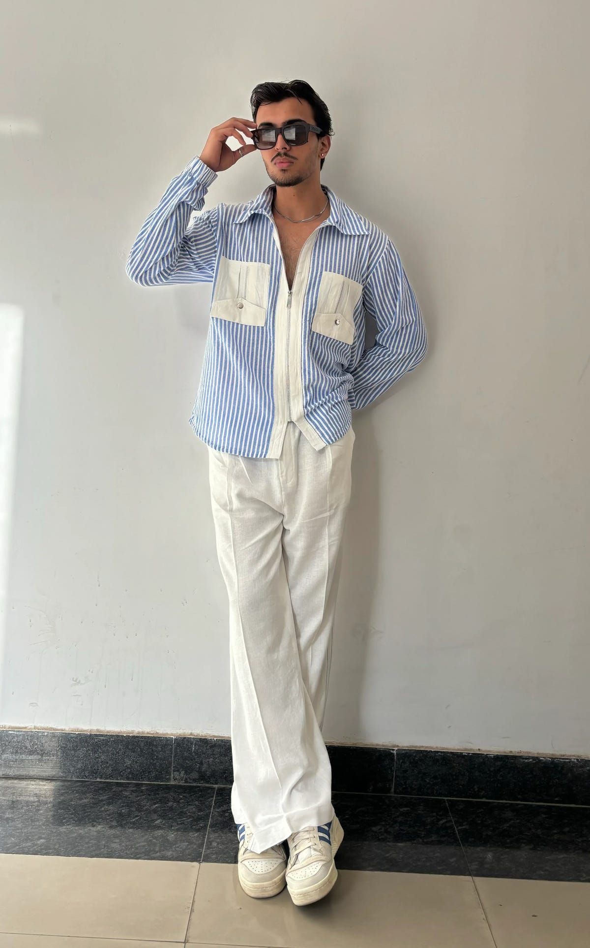 Blue Striped Shirt & Pants Co-ord Set - image 3