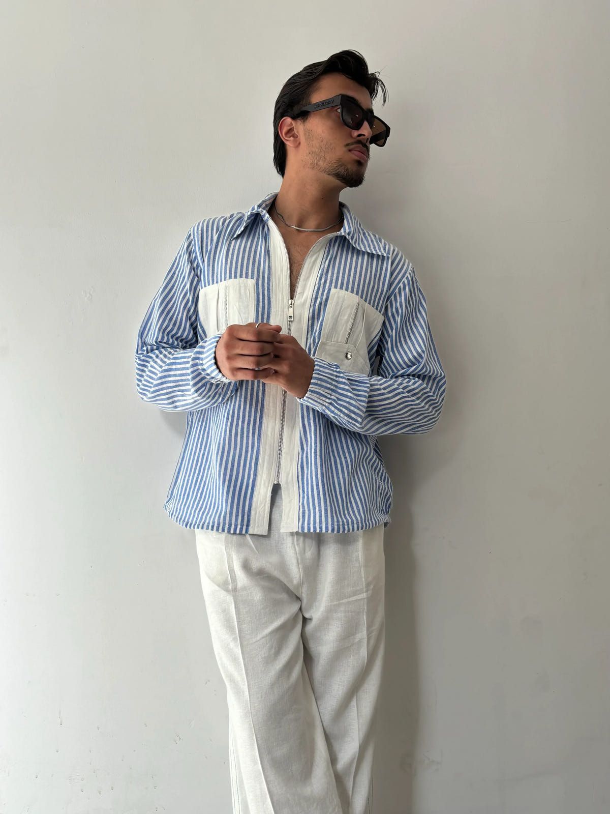Blue Striped Shirt & Pants Co-ord Set - image 6