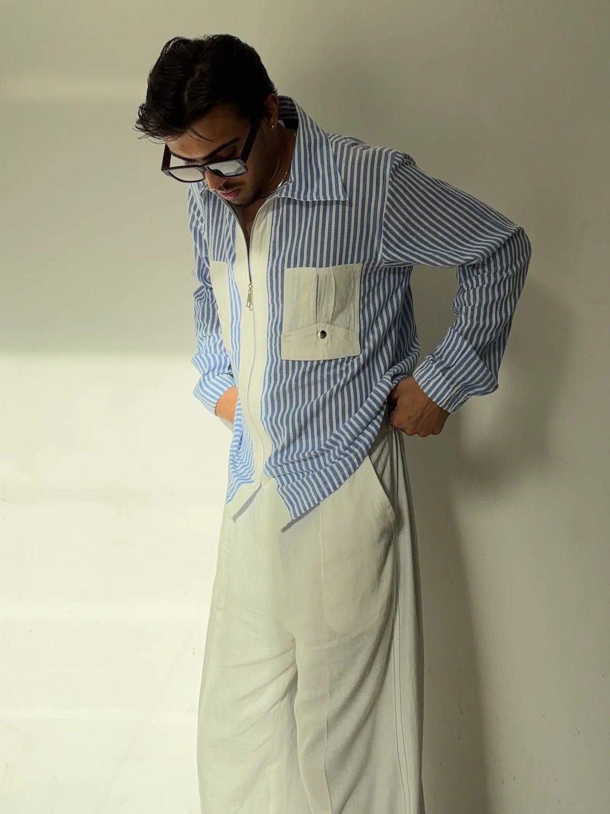 Blue Striped Shirt & Pants Co-ord Set - image 7