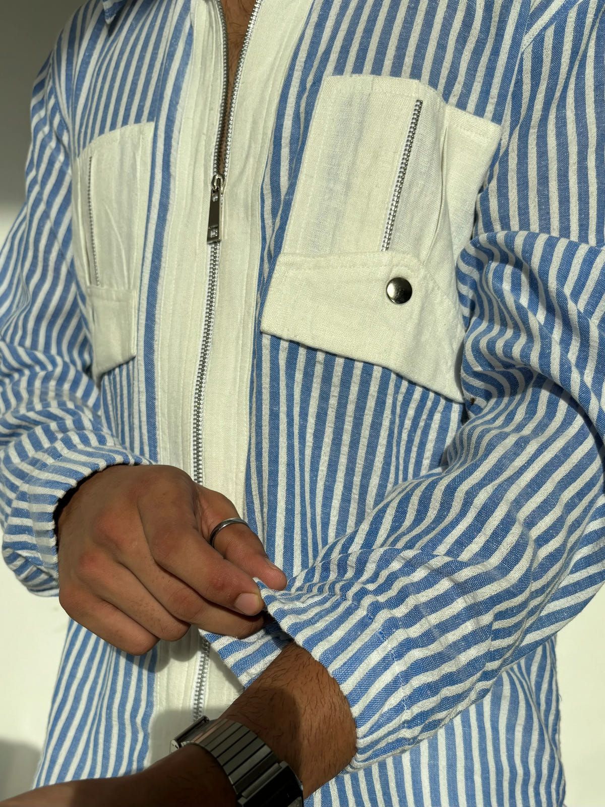 Blue Striped Shirt & Pants Co-ord Set - image 9