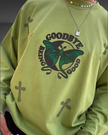 Goodbye Being Good Oversized Matcha Green Sweatshirt - image 1