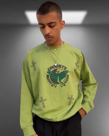 Inner Saints — Goodbye Being Good Oversized Matcha Green Sweatshirt