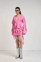 Belle Pink Ruffle Shirt & Skirt Set view 1