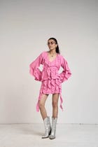 Belle Pink Ruffle Shirt & Skirt Set view 12