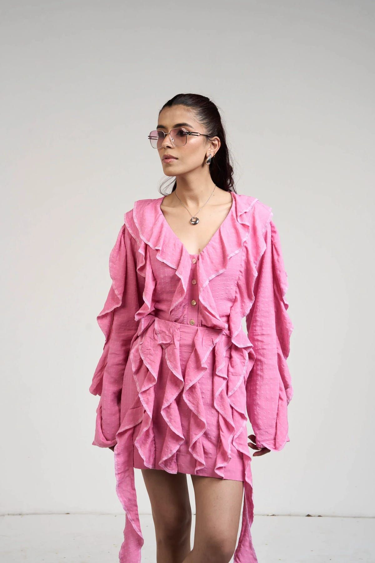 Belle Pink Ruffle Shirt & Skirt Set - image 3